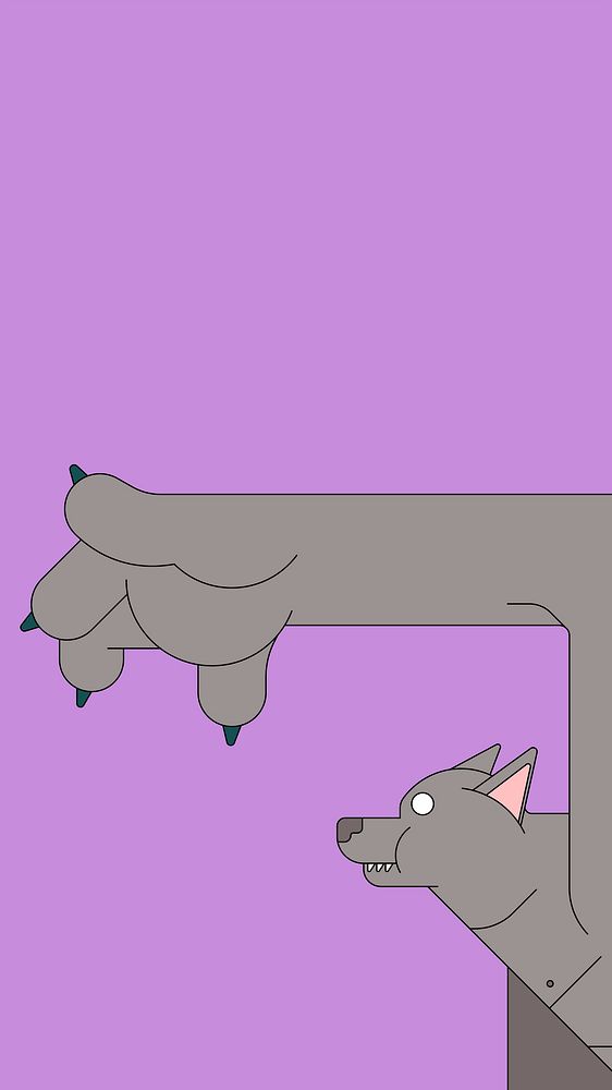 Werewolf Halloween character on purple background mobile phone wallpaper vector