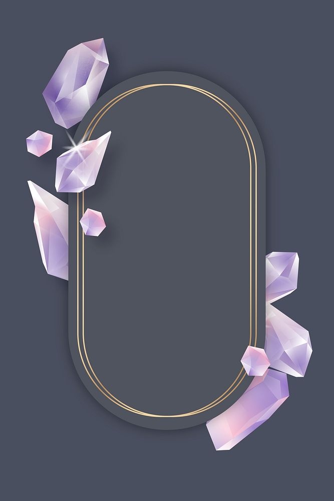 Oval crystal frame on black background vector