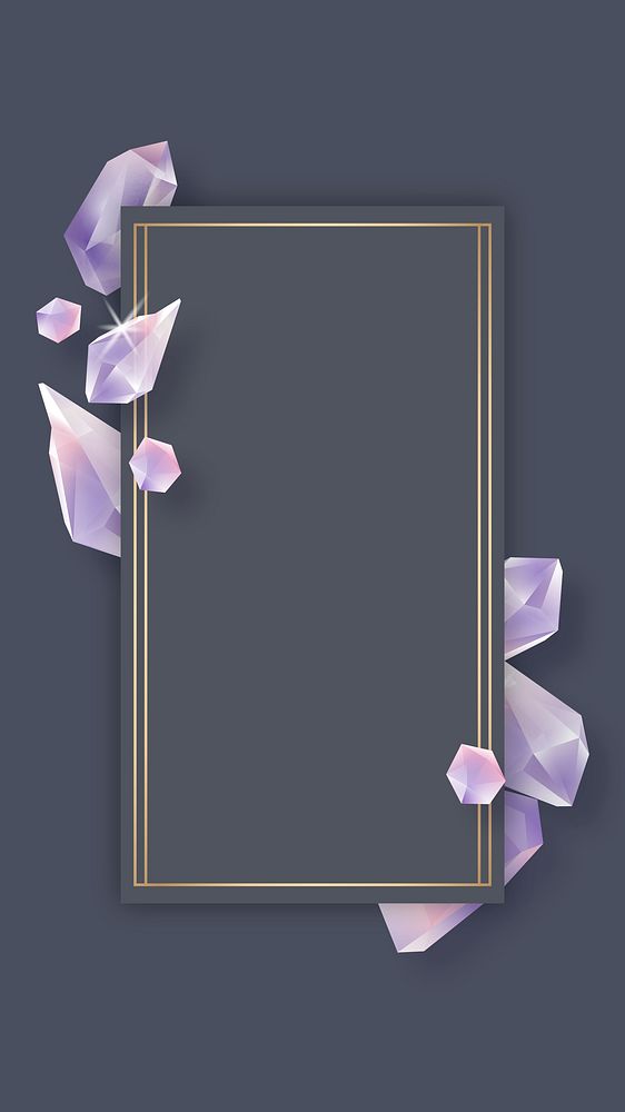 Rectangle crystal frame on black background mobile phone wallpaper vector