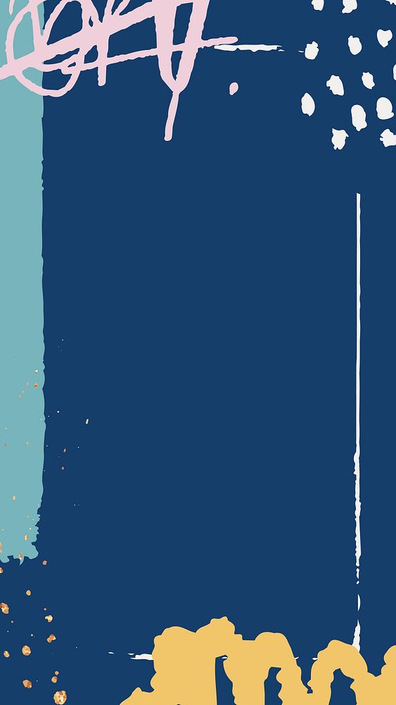 Blue scribble patterned mobile phone wallpaper vector