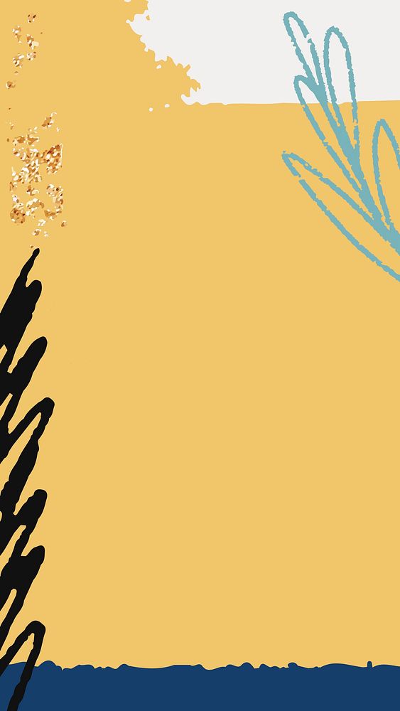 Yellow scribble patterned mobile phone wallpaper vector