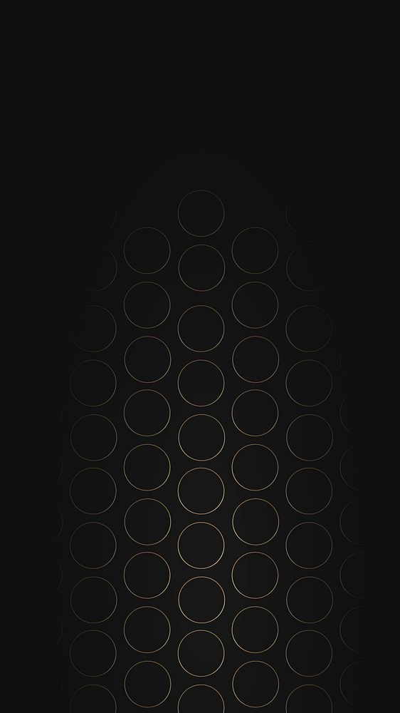 Seamless gold round grid pattern on black background mobile phone wallpaper vector