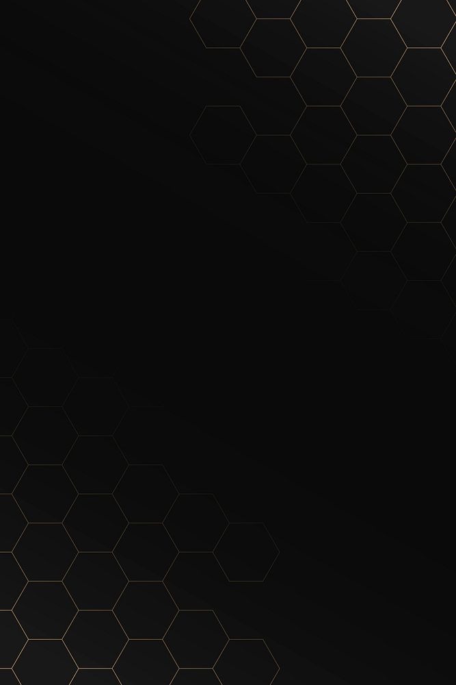 Seamless gold hexagon grid pattern on black background vector