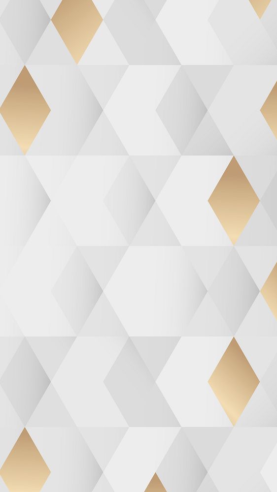 White and gold geometric pattern background mobile phone wallpaper vector