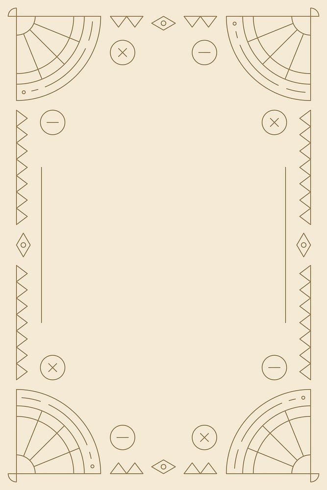 Ethnic geometrical patterned blank beige frame vector