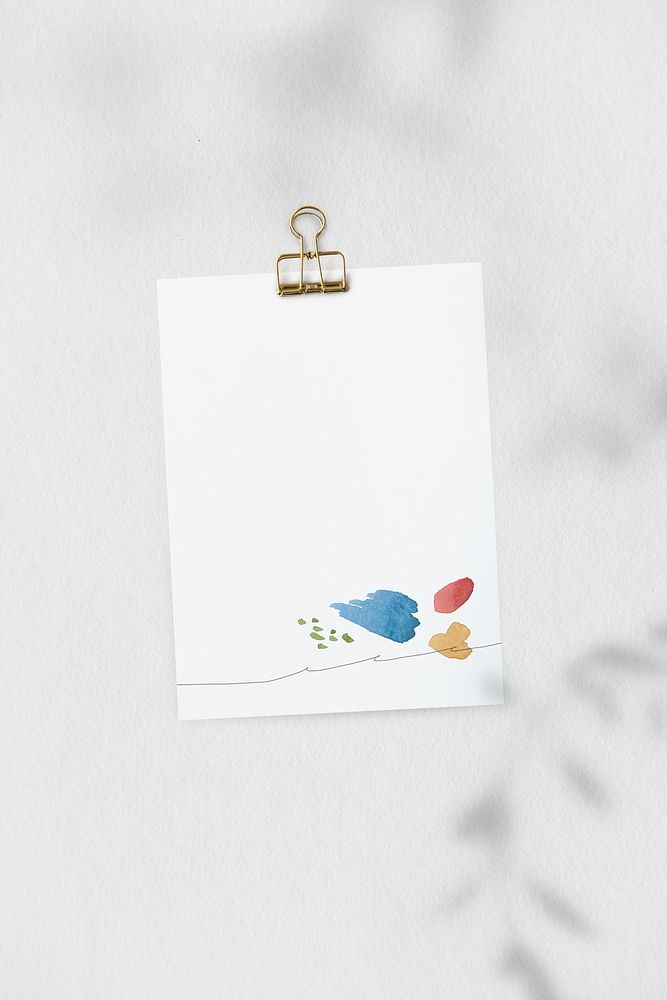 Watercolor pattern on white notepaper template illustration