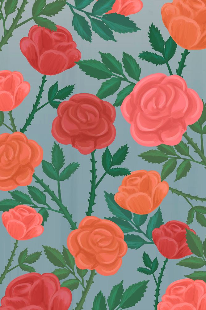 Hand drawn rose patterned background vector