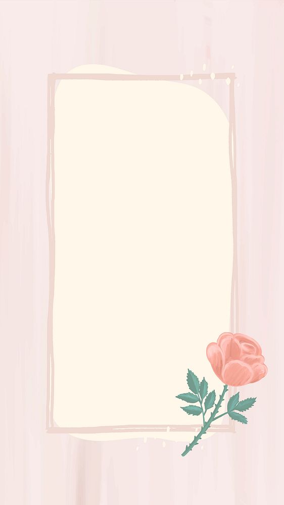 Rectangle rose frame mobile phone wallpaper vector