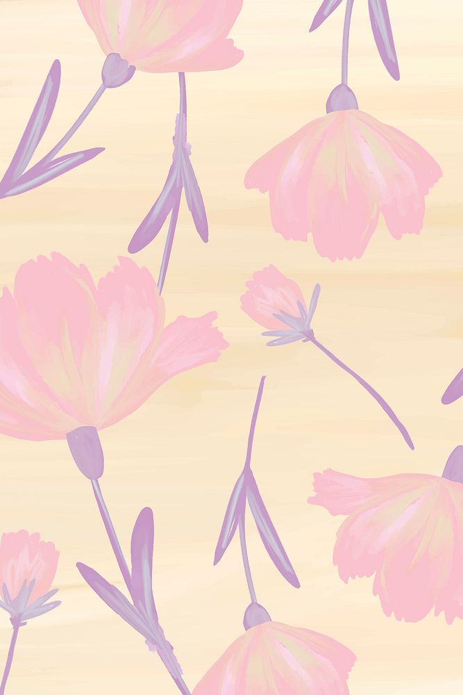 Hand drawn cosmos flower patterned background vector