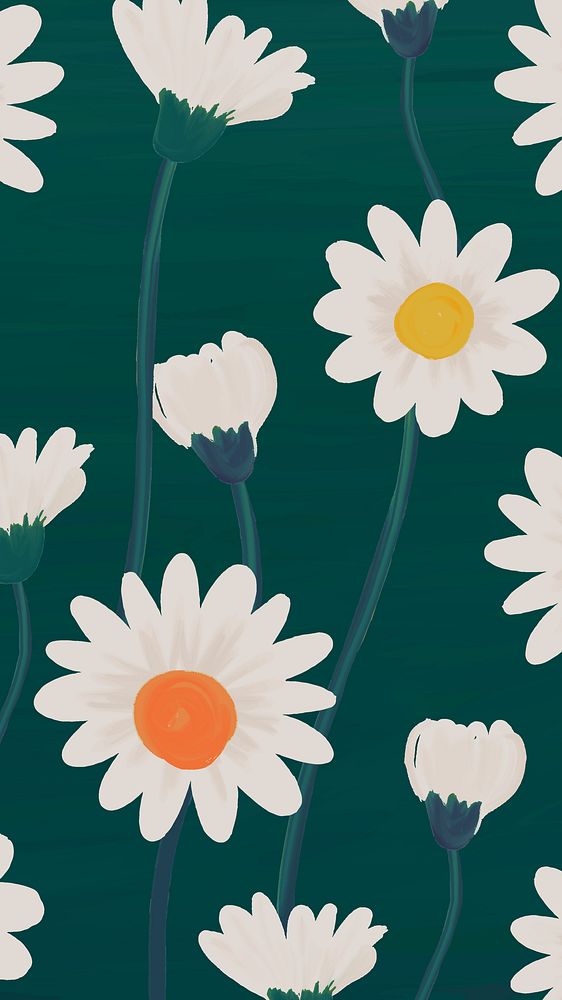 Flower mobile wallpaper, retro pattern summer background