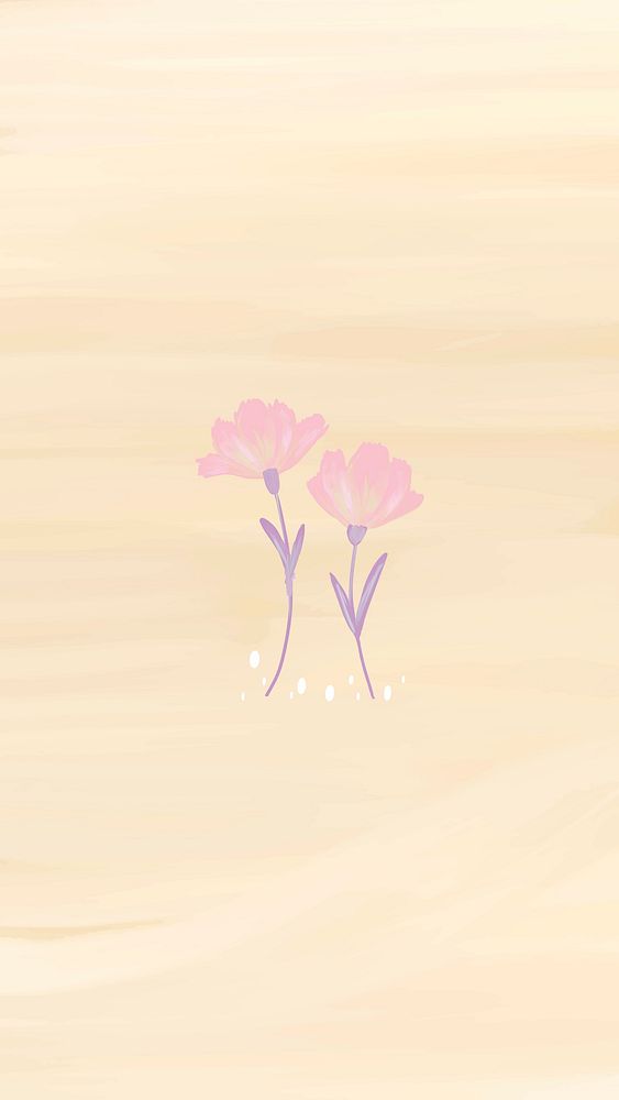 Hand drawn cosmos flower mobile phone wallpaper vector