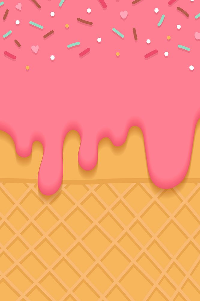 Waffles with strawberry ice cream background vector