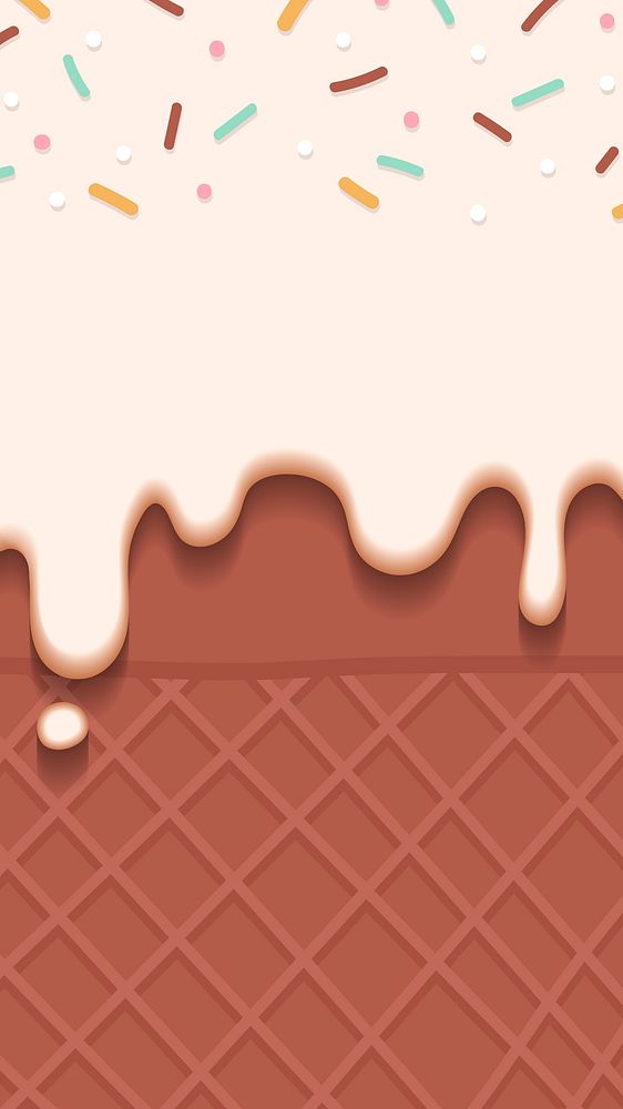 Waffles with creamy ice cream mobile phone wallpaper vector
