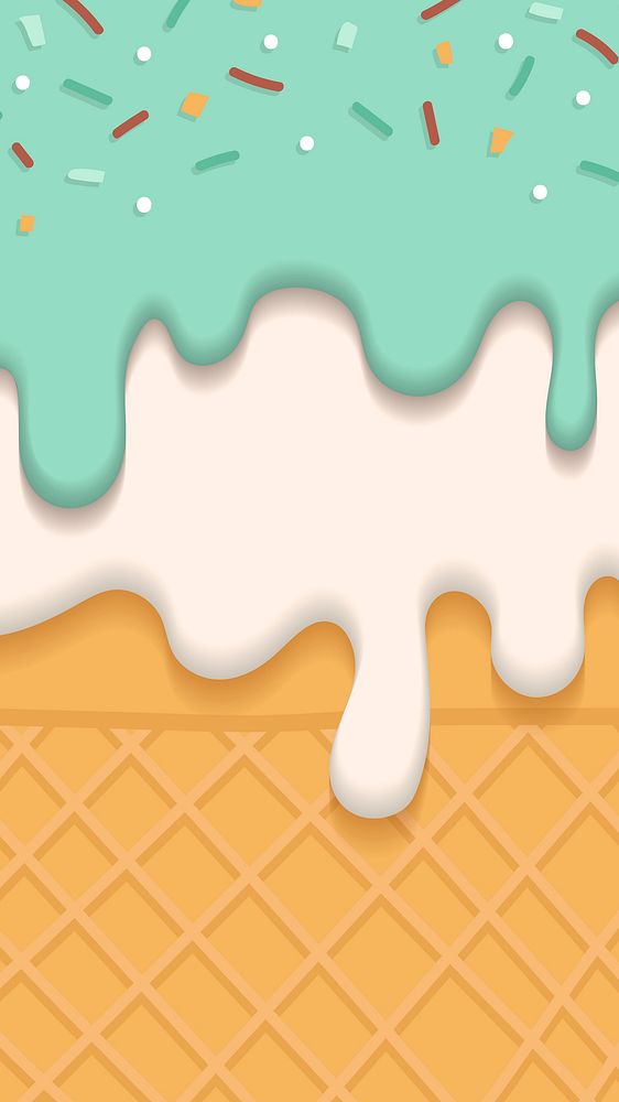 Waffles with creamy ice cream  mobile phone wallpaper vector