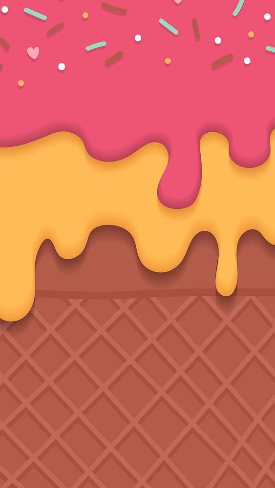 Waffles with creamy ice cream  mobile phone wallpaper vector