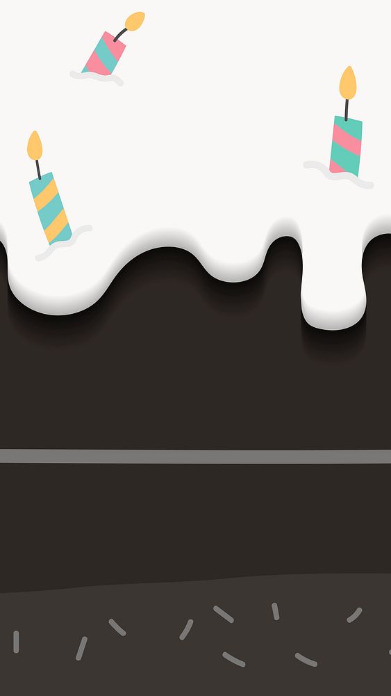 Creamy white ic cream topped with candles mobile phone wallpaper vector