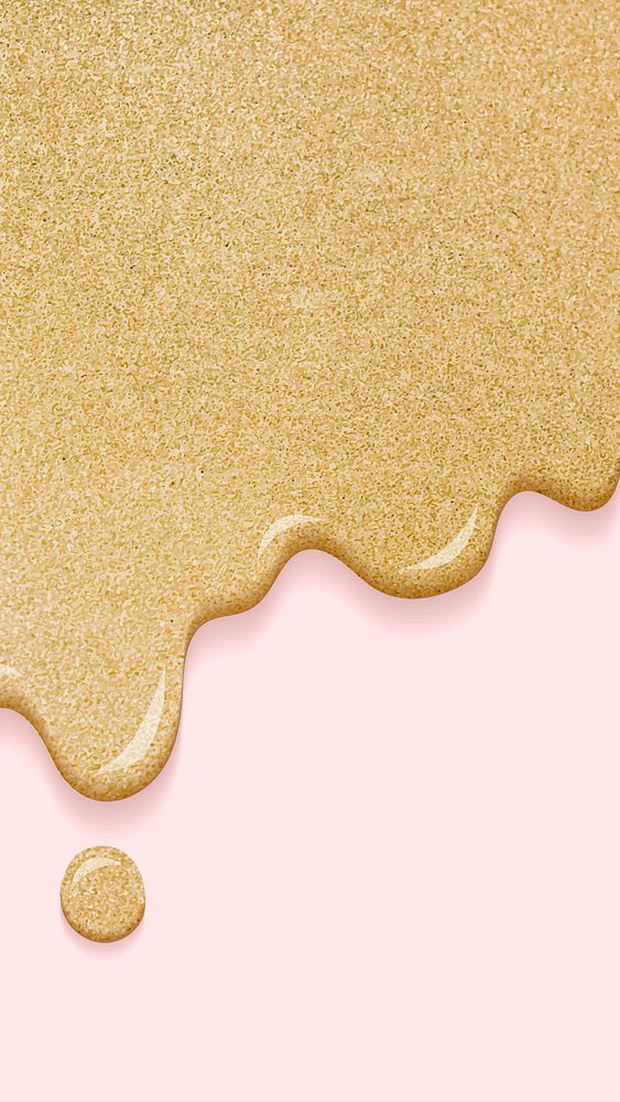 Dripping creamy glitter golden mobile phone wallpaper vector
