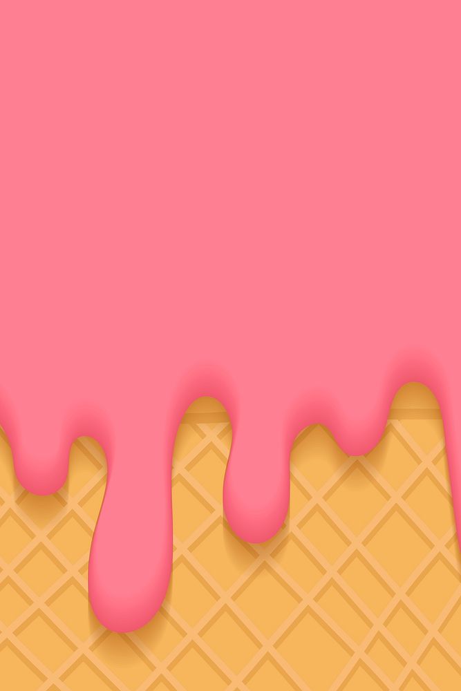 Waffles with pink creamy ice cream vector