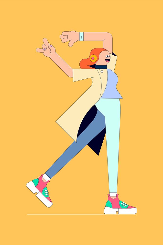 Illustration of dancing young woman vector