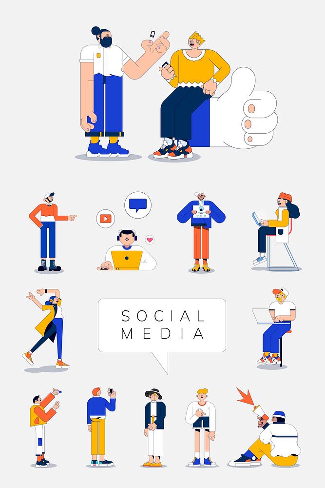 Illustration of diverse people on social media vector