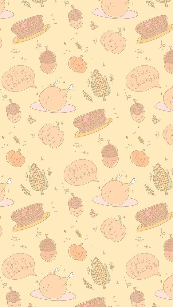 Thanksgiving elements seamless patterned mobile phone wallpaper vector