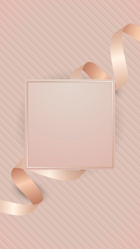 Square frame with pink gold ribbon illustration