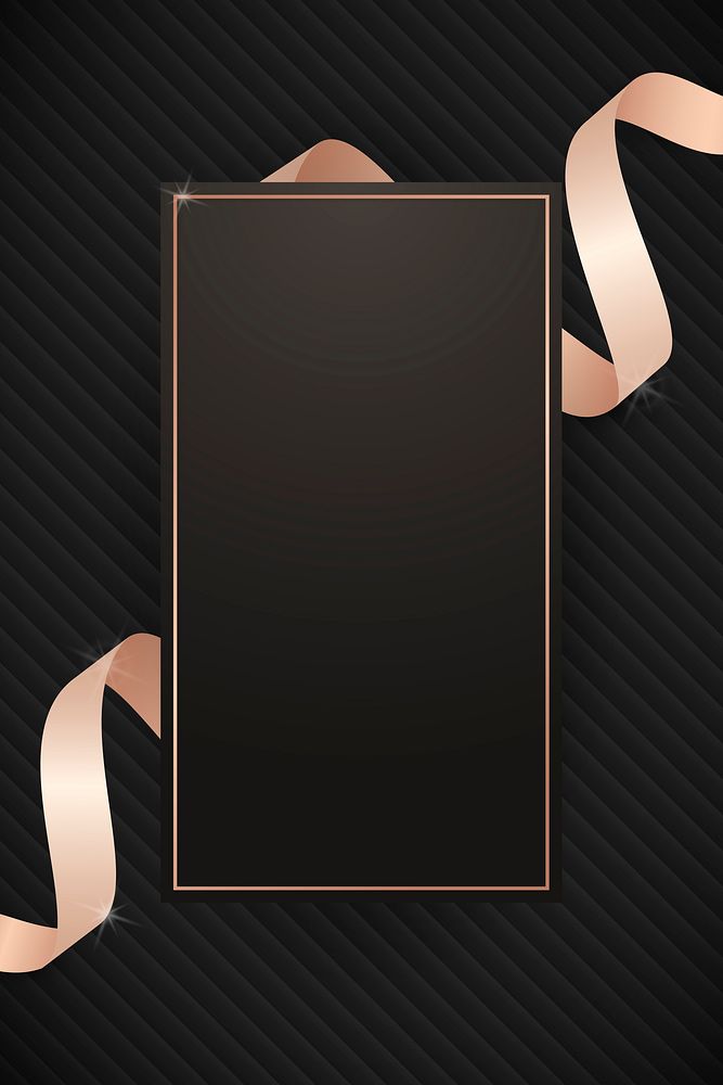Rectangle fame with pink gold ribbon vector