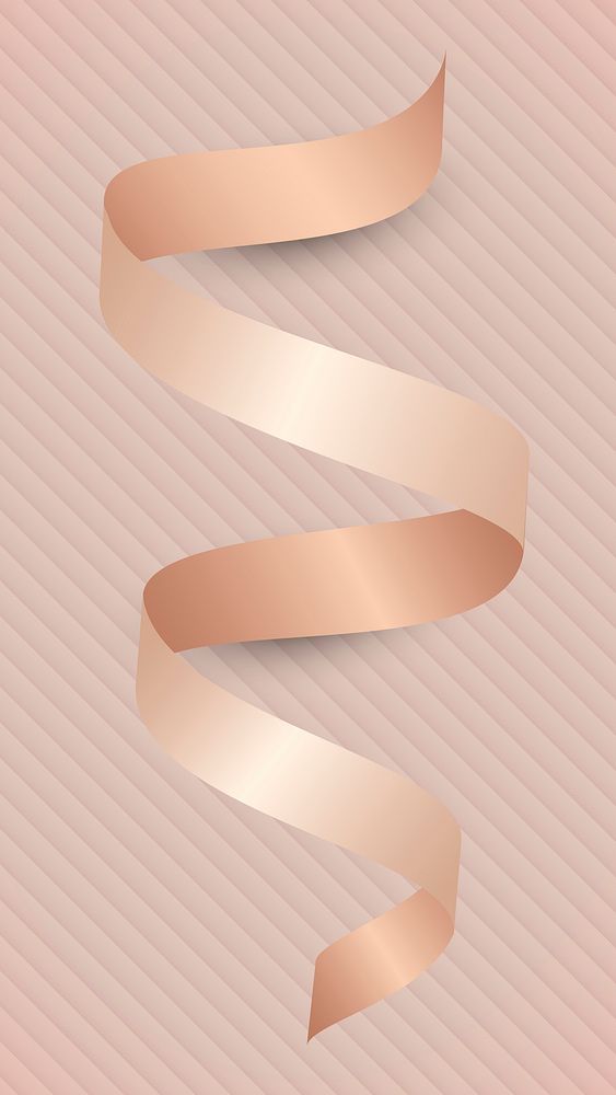 Pink gold ribbon element illustration