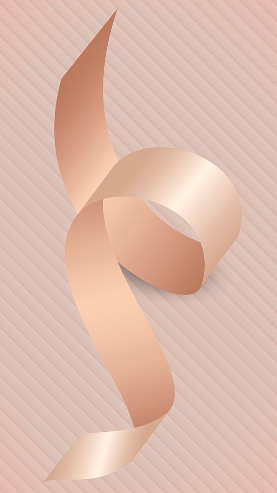 Pink gold ribbon element illustration