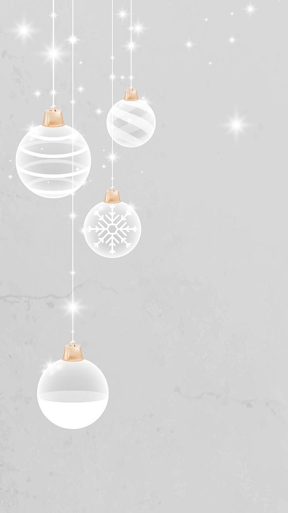 White Christmas bauble patterned on gray mobile phone wallpaper vector