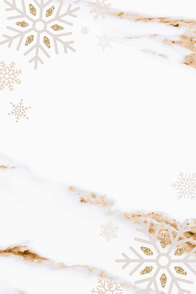 Snowflake Christmas frame design on a marble background vector