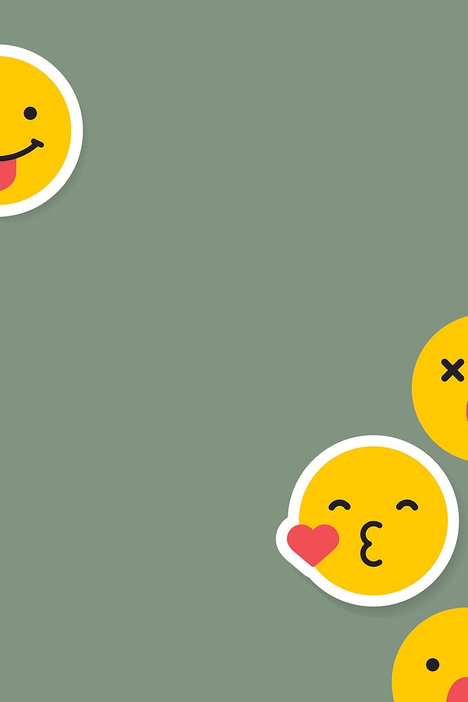 Round yellow emoticons isolated on green background vector