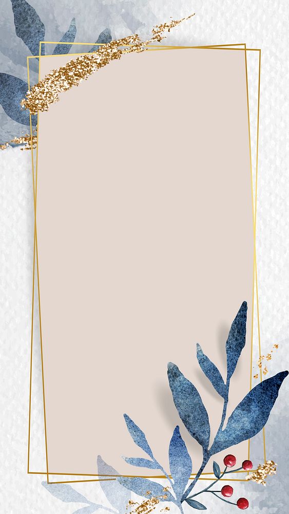 Christmas gold rectangle frame on paper background mobile phone wallpaper vector