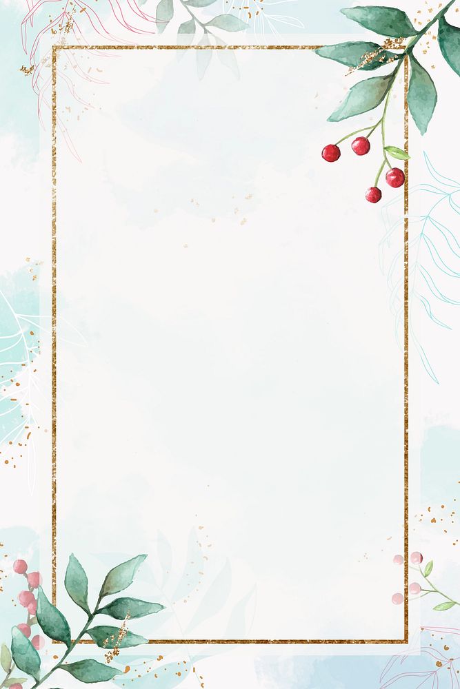 Christmas golden rectangle frame on blue background vector