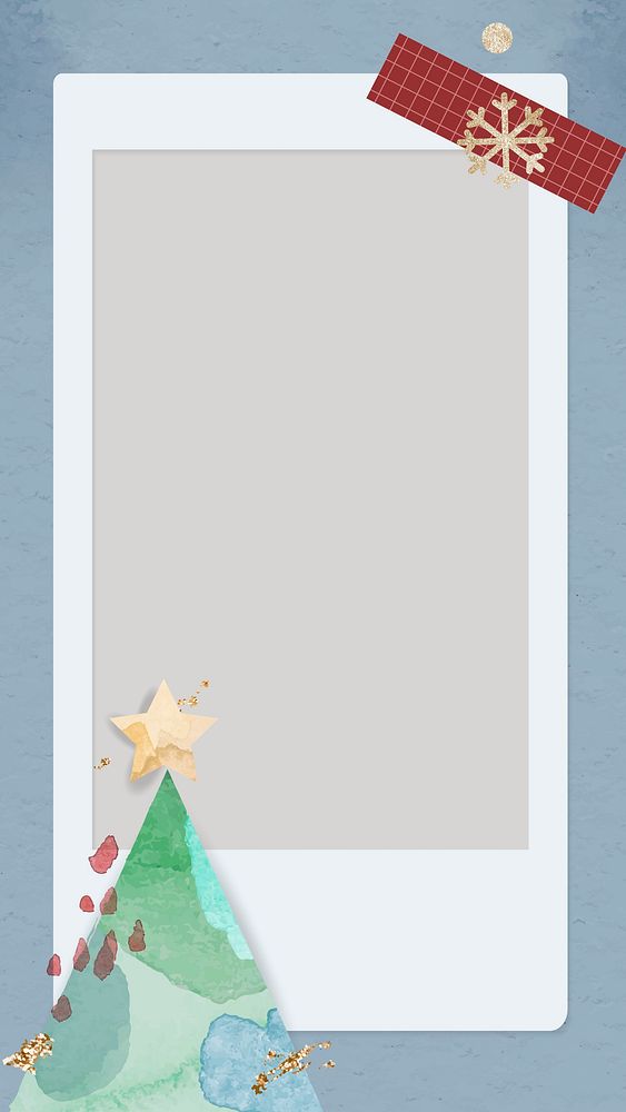 Christmas decorated blank instant photo frame mobile phone wallpaper vector