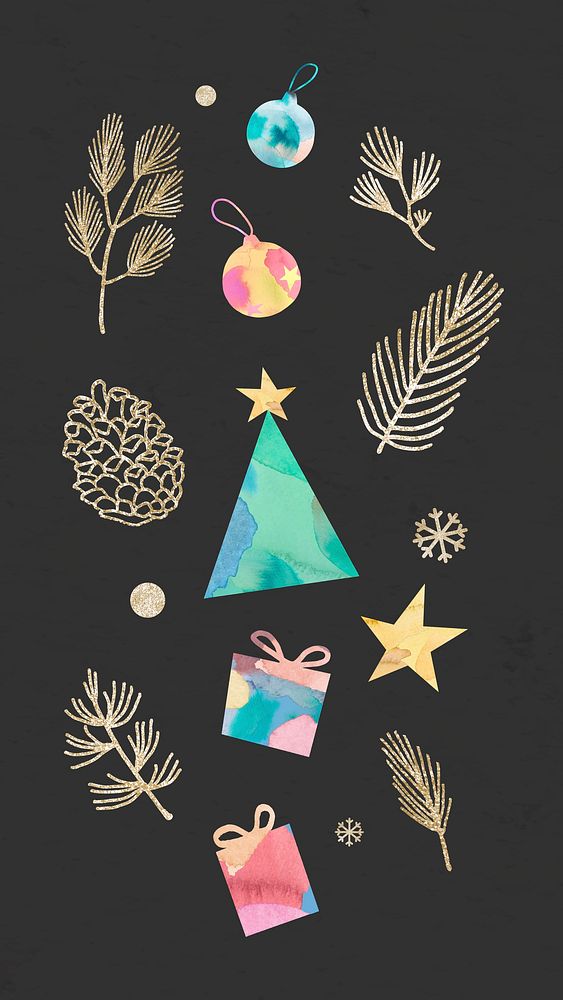 Christmas elements pattern mobile phone wallpaper vector