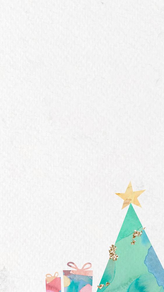 Christmas tree patterned on white mobile phone wallpaper vector
