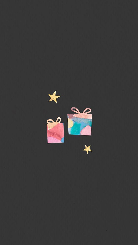 Christmas gift boxes on black background mobile phone wallpaper vector