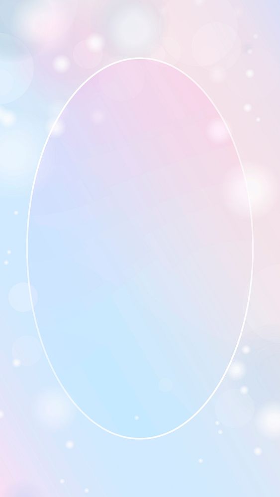 Oval frame on pink and blue gradient with Bokeh light background mobile phone wallpaper vector