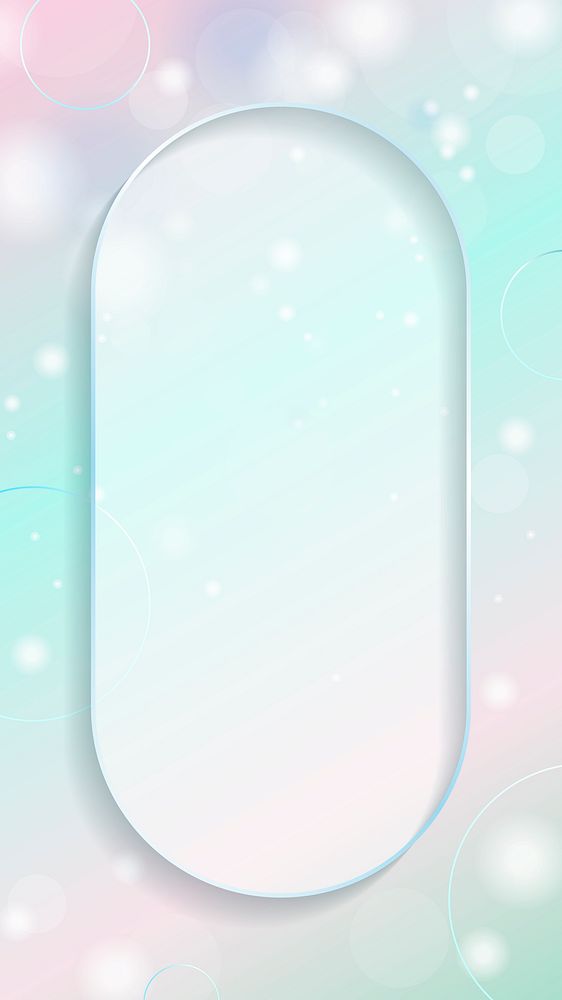 Oval frame in gradient color and Bokeh light background mobile phone wallpaper vector