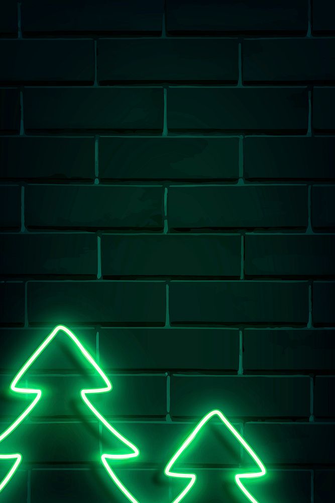 Christmas trees neon sign on a dark brick wall vector