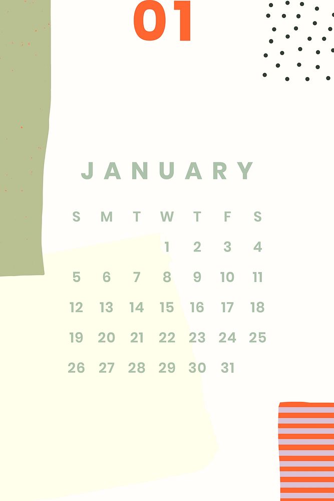 Colorful January calendar 2020 vector