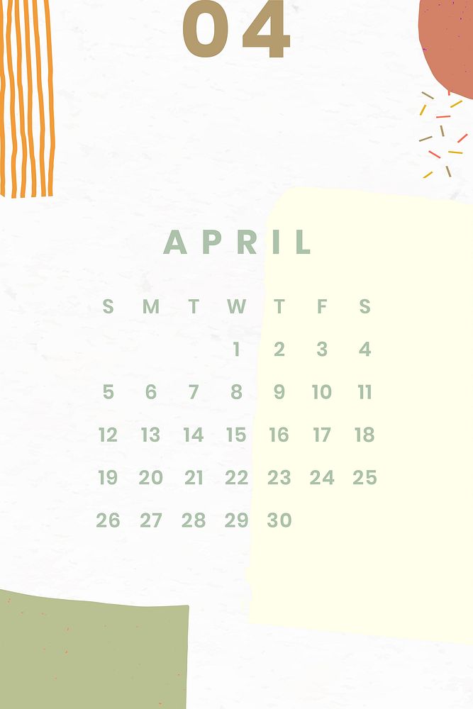 Colorful April calendar 2020 vector