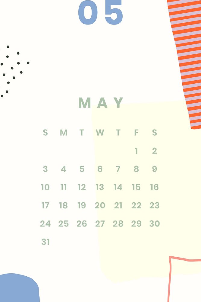 Colorful May calendar 2020 vector