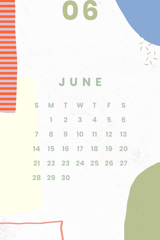 Colorful June calendar 2020 vector