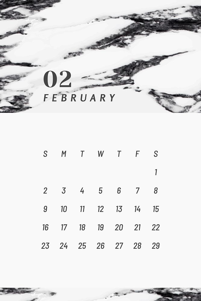 Black February calendar 2020 vector