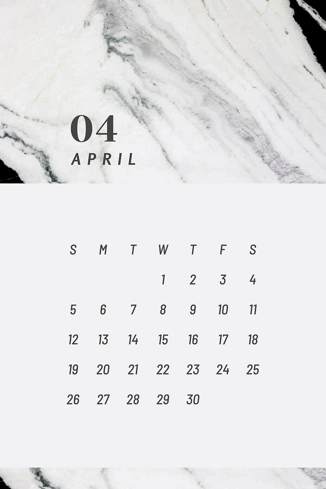 Black and white April calendar 2020 vector