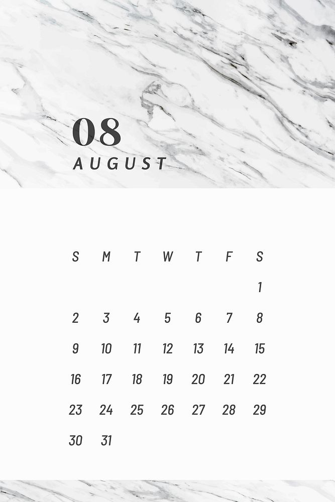 Black and white August calendar 2020 vector