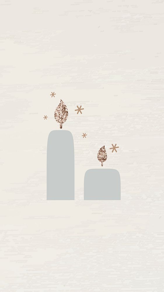 New Year pillar candles doodle with shimmering lights on textured paper mobile phone wallpaper