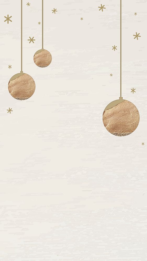 New Year gold balls with shimmering star lights mobile phone wallpaper vector